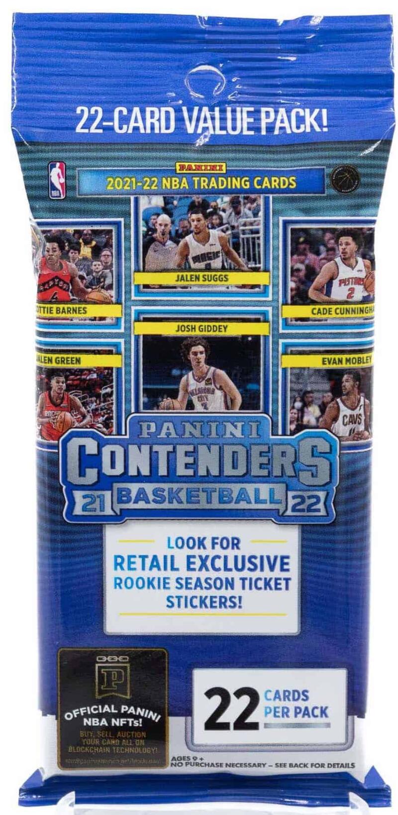 2021-2022 Panini Contenders Basketball Cello Value 22 Card Fat Pack Image 1