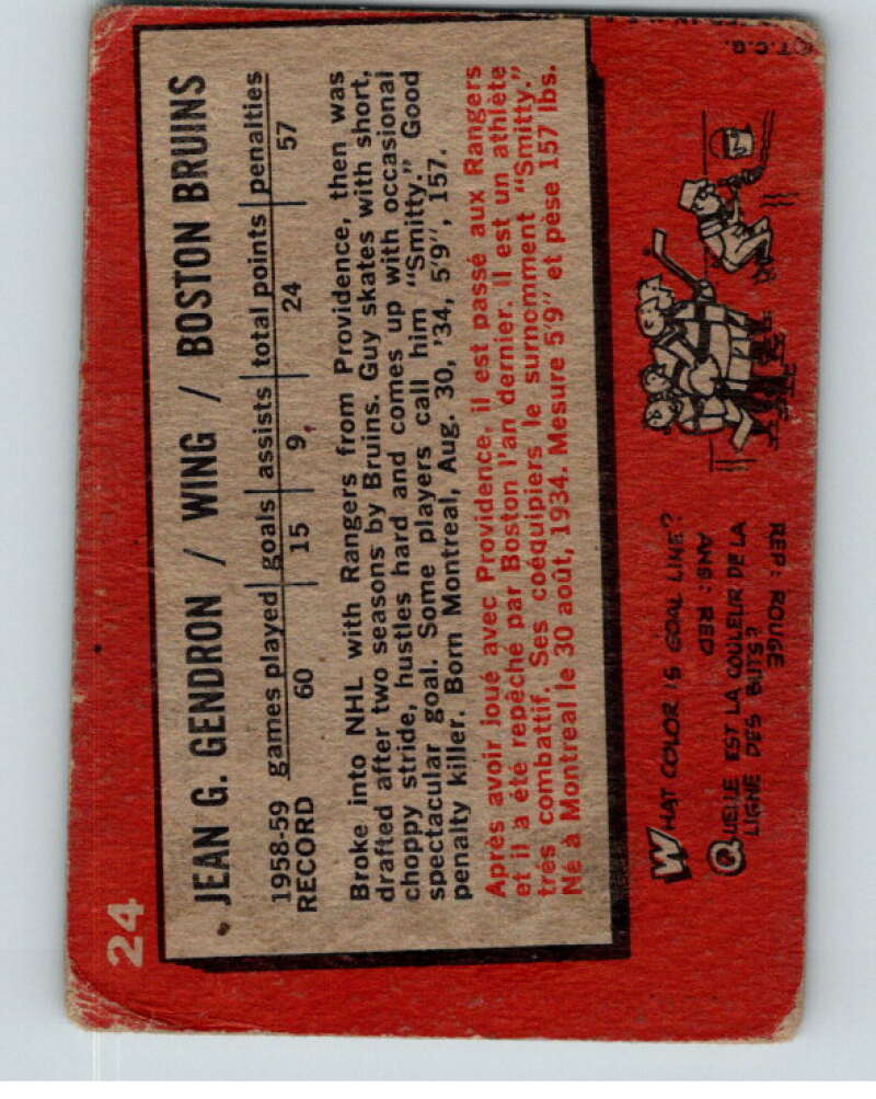 1959-60 Topps #24 Jean-Guy Gendron V66713 Image 2