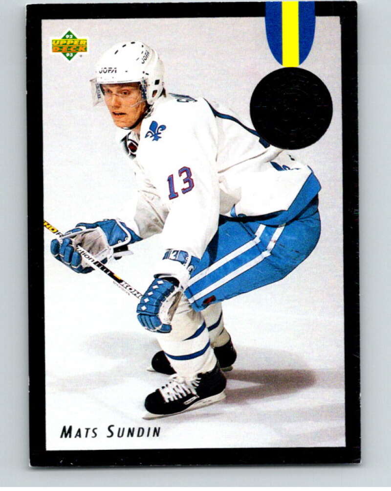 1992-93 Upper Deck Euro-Stars #E18 Mats Sundin Quebec Nordiques V66777 Image 1