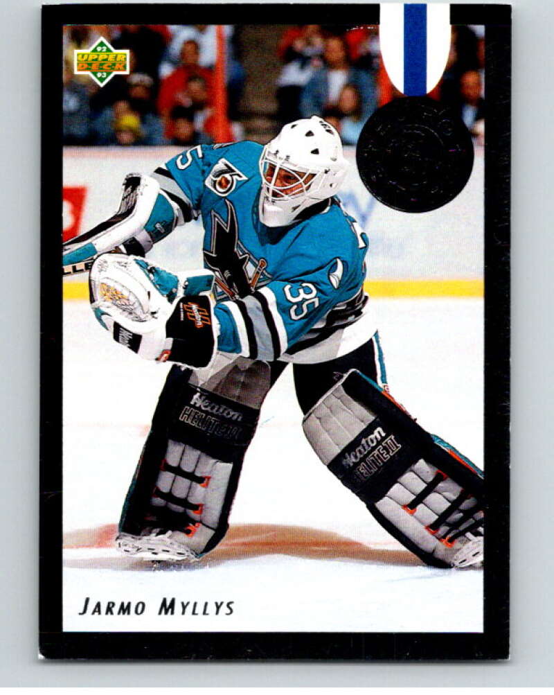 1992-93 Upper Deck Euro-Stars #E19 Jarmo Myllys San Jose Sharks V66778 Image 1