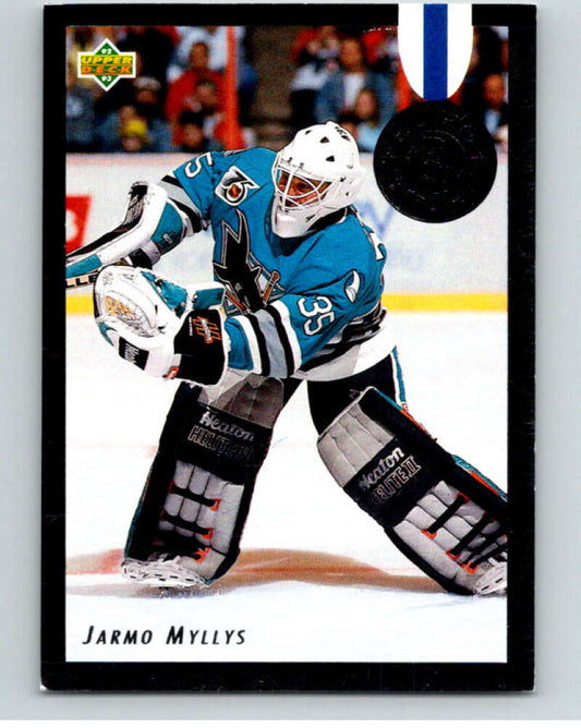 1992-93 Upper Deck Euro-Stars #E19 Jarmo Myllys  San Jose Sharks  V66778 Image 1