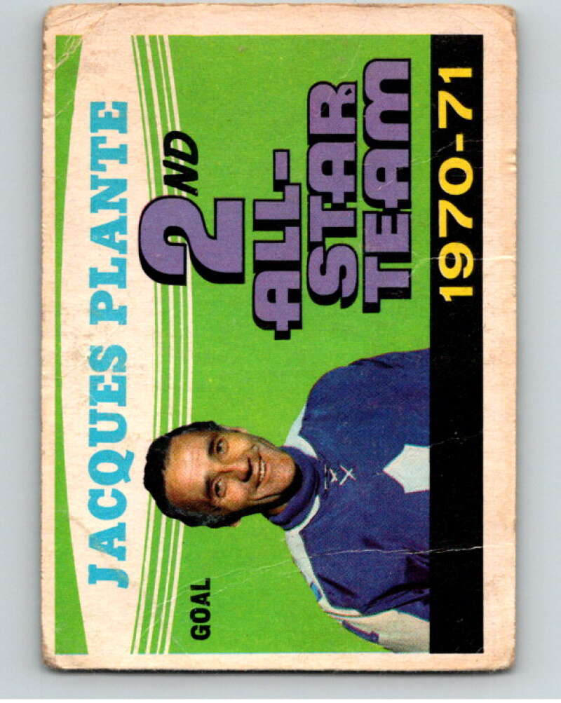 1971-72 O-Pee-Chee #256 Jacques Plante UER AS V66886 Image 1