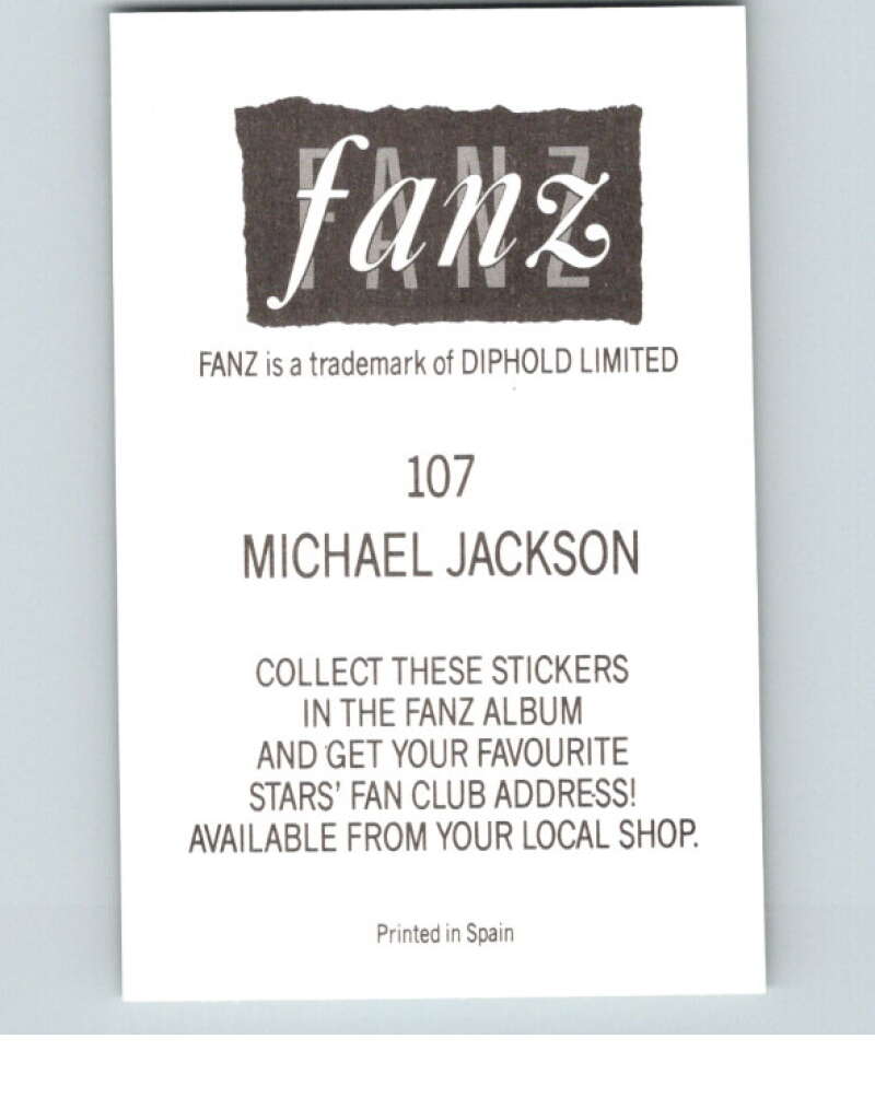 1988 Fanz Diphold Ltd. #107 Michael Jackson V67971 Image 2
