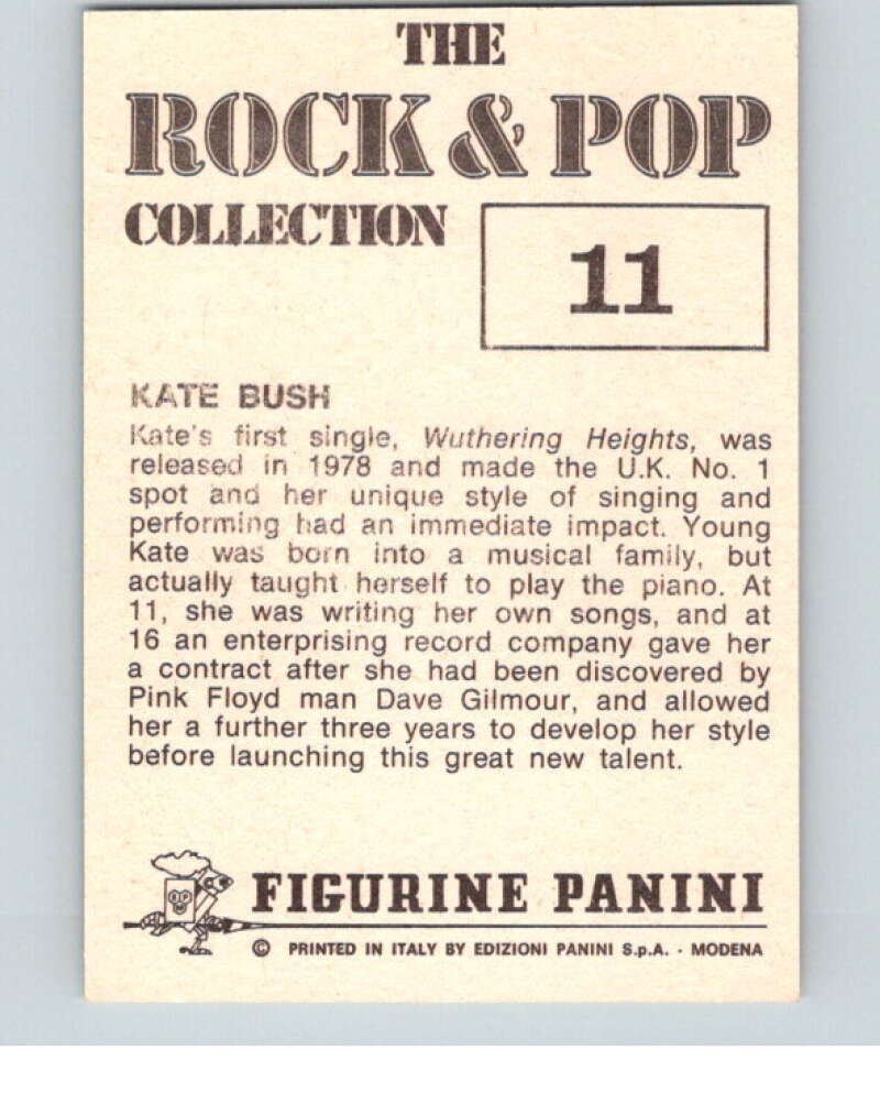 1980 Rock and Pop Collection Album Stickers #11 Kate Bush V67997 Image 2