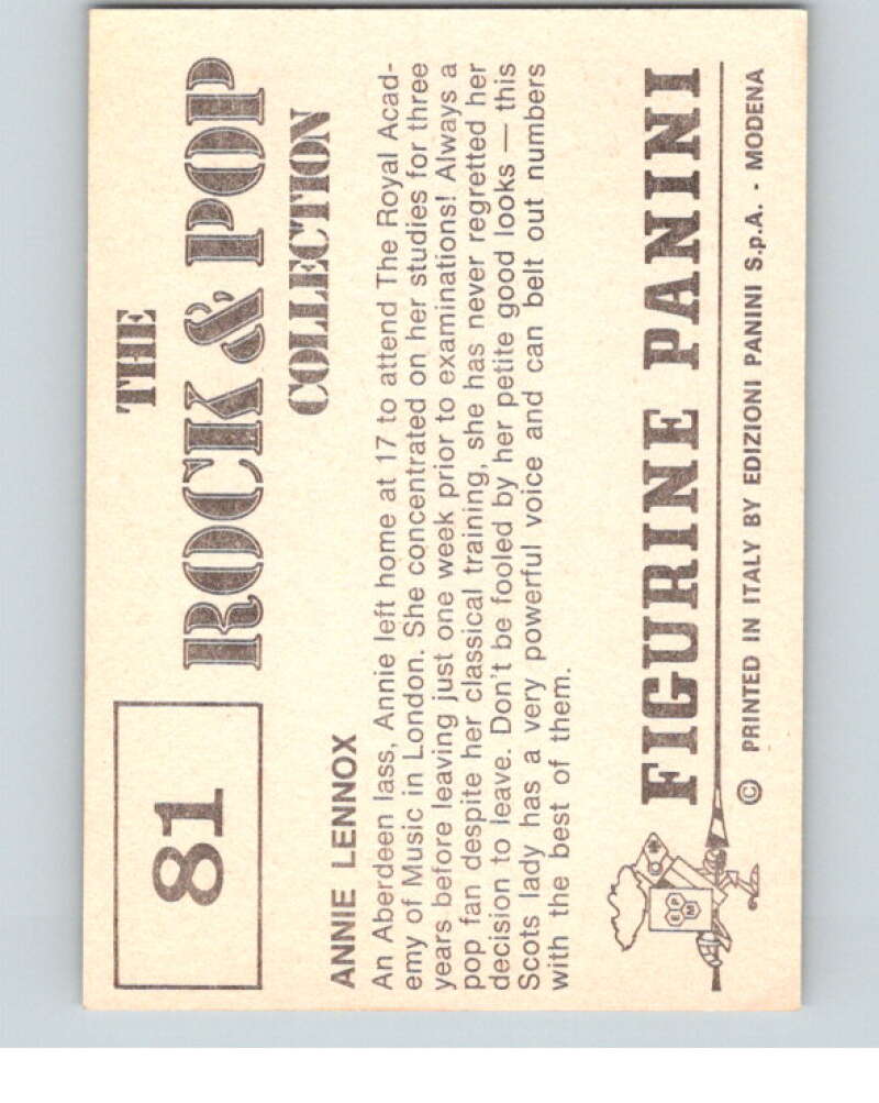 1980 Rock and Pop Collection Album Stickers #81 Annie Lennox V68061 Image 2