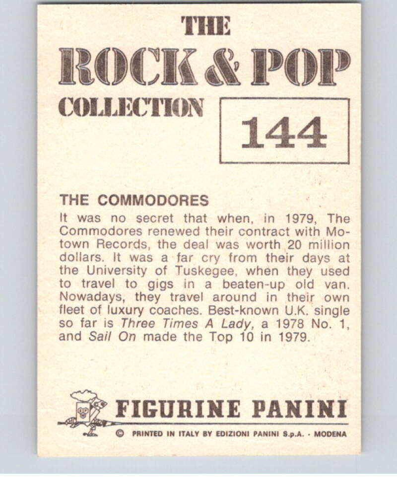 1980 Rock and Pop Collection Album Stickers #144 The Commodores V68129 Image 2