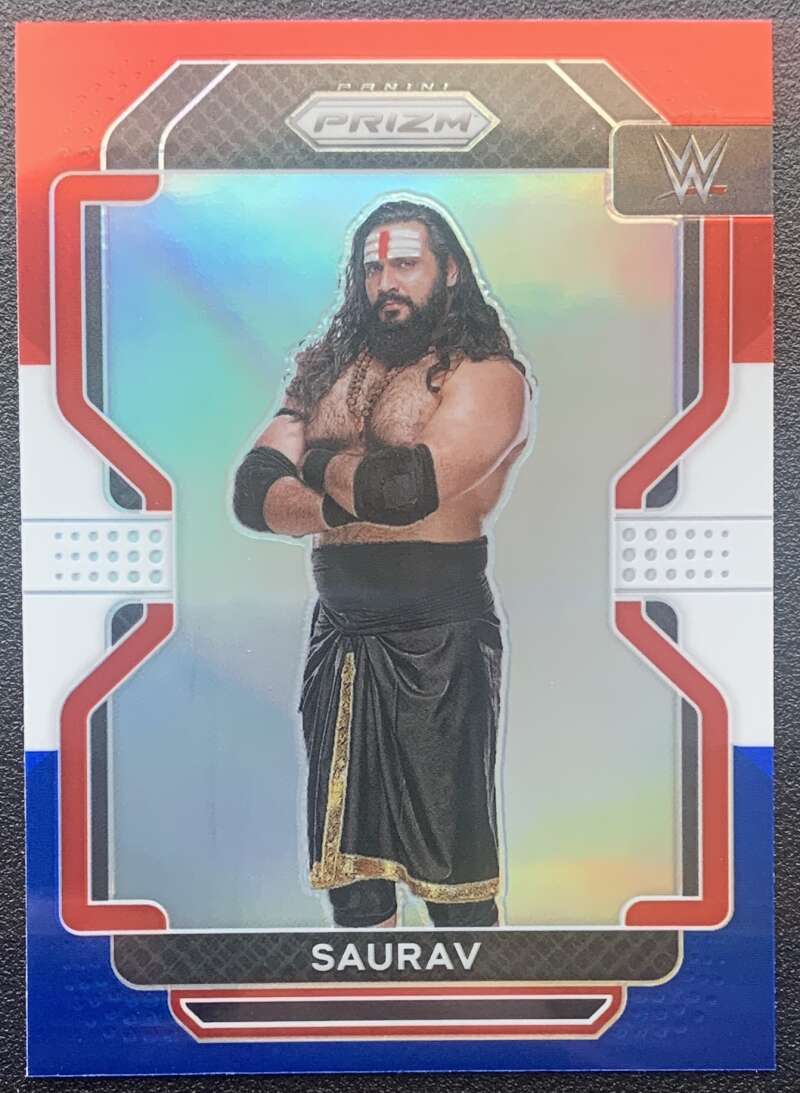 2022 Panini Prizm WWE Red White Blue #103 Saurav V68312 Image 1
