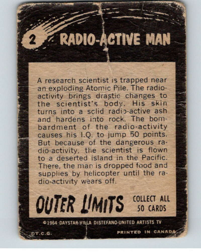 1964 OPC Outer Limits #2 Radio-Active Man V68749 Image 2