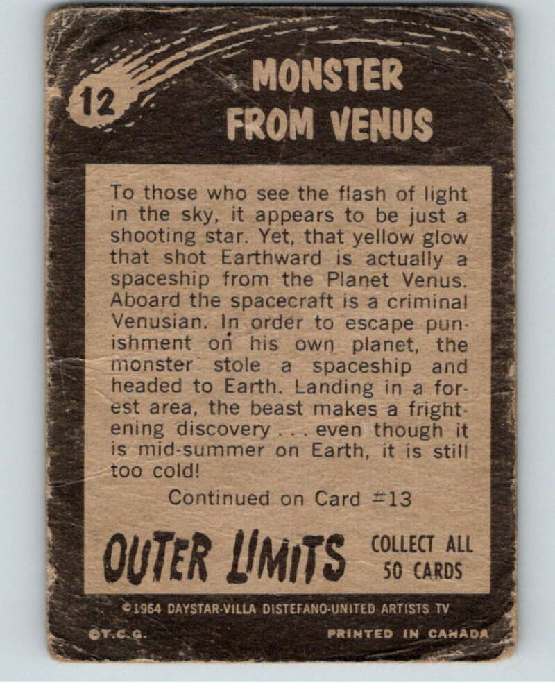 1964 OPC Outer Limits #12 Monster from Venus V68752 Image 2