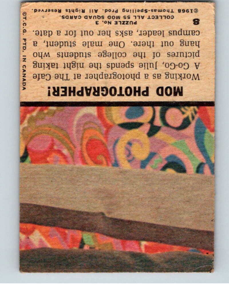 1968 Topps Mod Squad #8 Mod Photographer V68741 Image 2