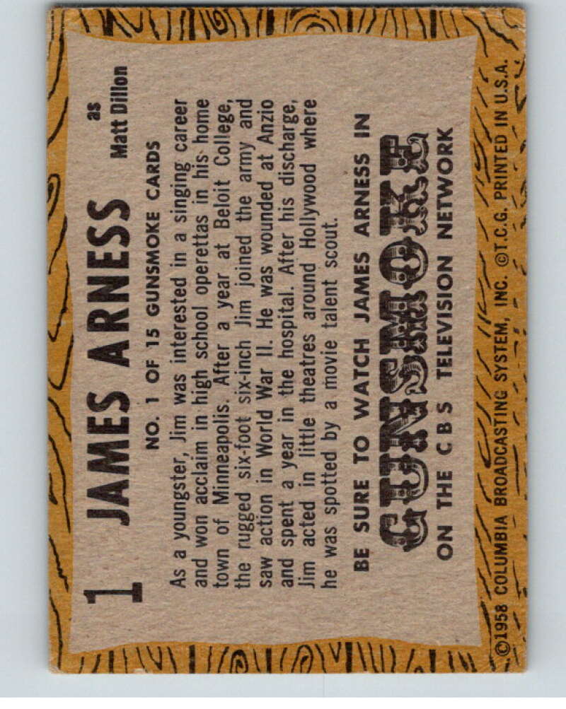 1958 TV Westerns #1 James Arness as Matt Dillon V68801 Image 2