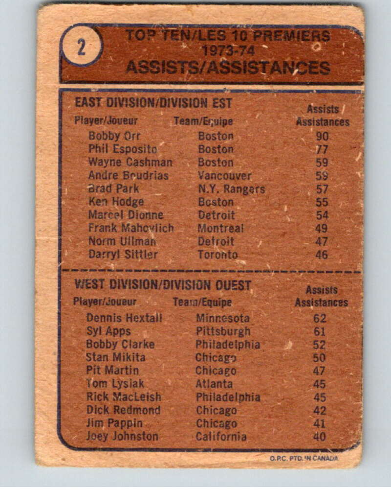 1975-76 O-Pee-Chee #209 Orr/Clarke LL Bruins/Flyers V68836 Image 2