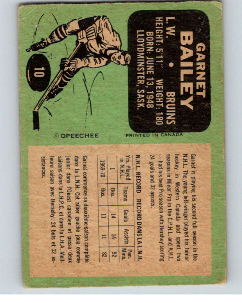 1970-71 O-Pee-Chee #10 Ace Bailey RC Rookie Boston Bruins V68856 Image 2