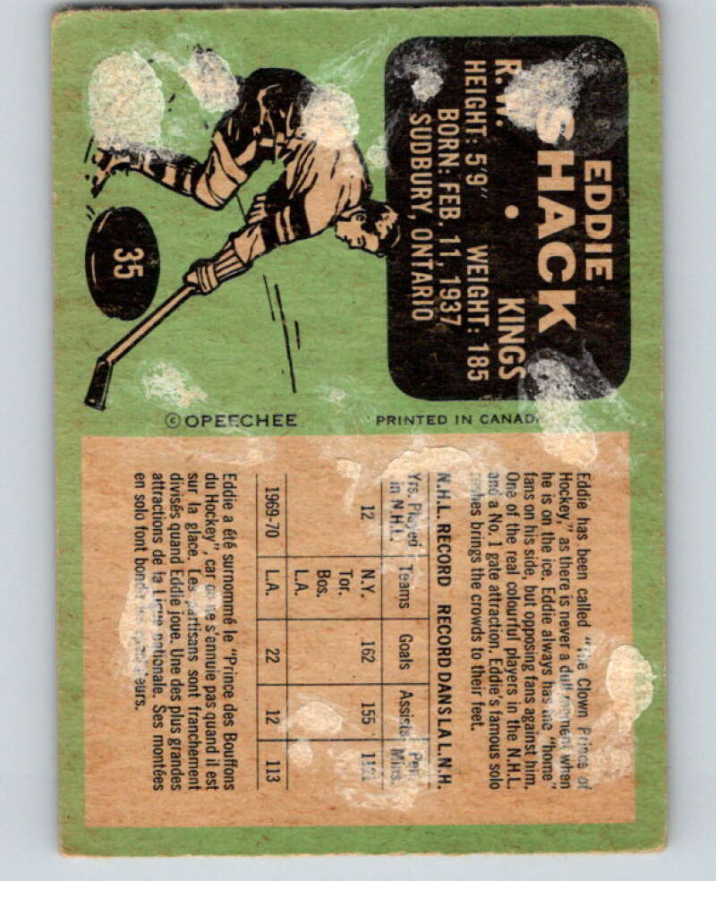 1970-71 O-Pee-Chee #35 Eddie Shack Los Angeles Kings V68868 Image 2