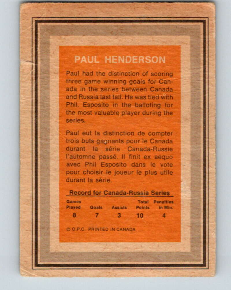 1972-73 O-Pee-Chee Team Canada #14 Paul Henderson Canada V68977 Image 2