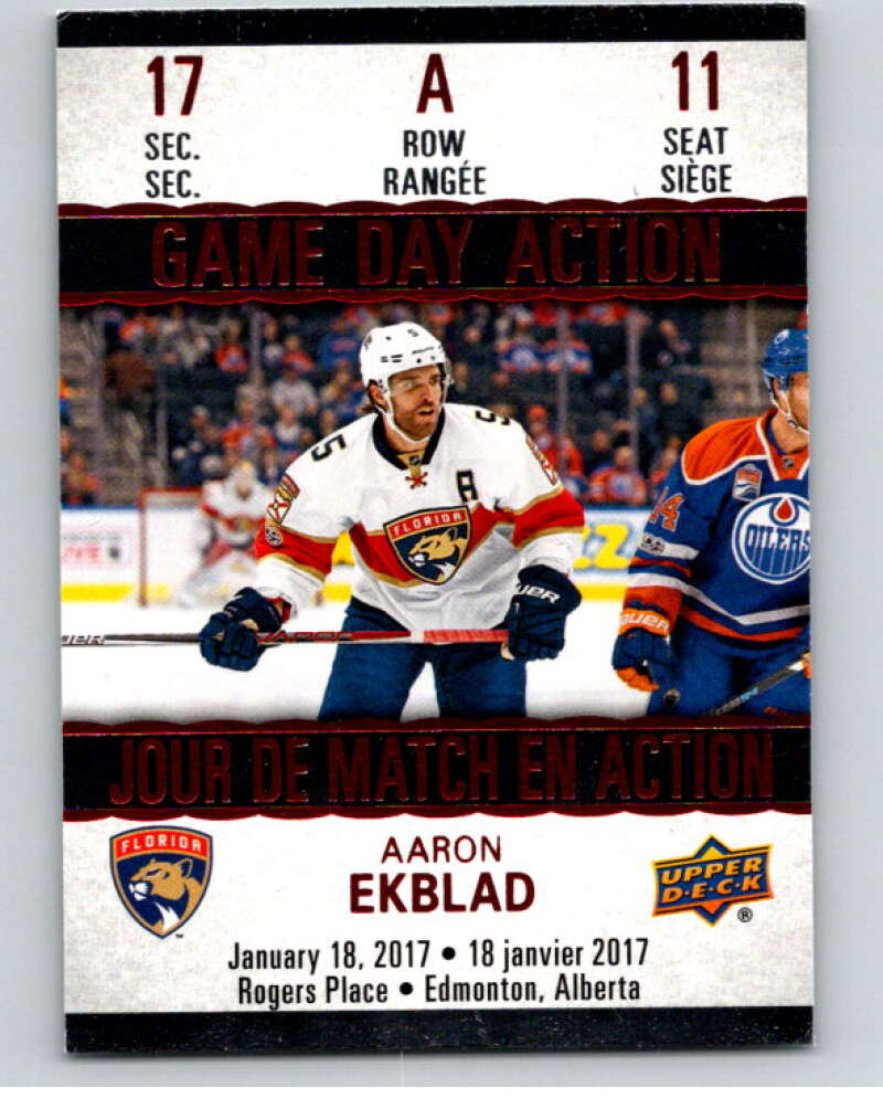 2017-18 Upper Deck Tim Hortons Game Day Action Aaron Ekblad V68989 Image 1