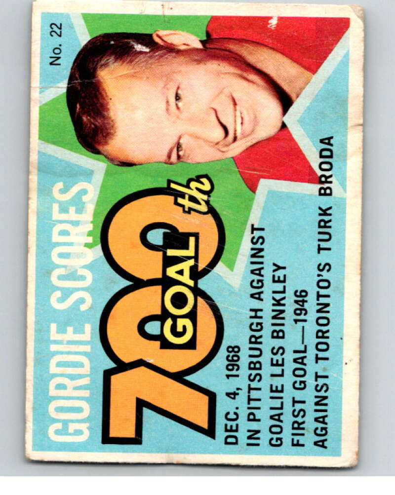 1968-69 O-Pee-Chee Puck Stickers #22 Gordie Howe 700th Goal V69035 Image 1