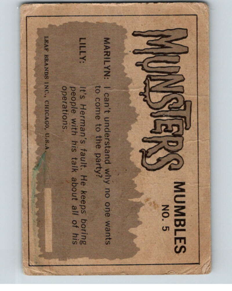 1964 Leaf Munsters #5 I'm telling you the one V69050 Image 2