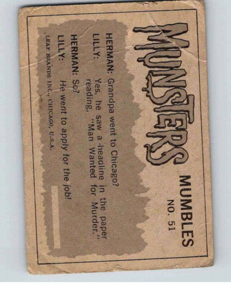 1964 Leaf Munsters #51 Oops Darling V69062 Image 2