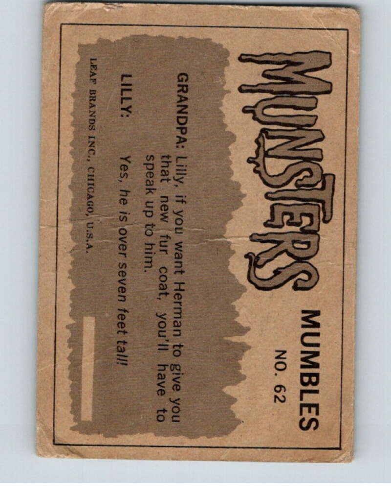 1964 Leaf Munsters #62 I said let's go to a dance V69064 Image 2