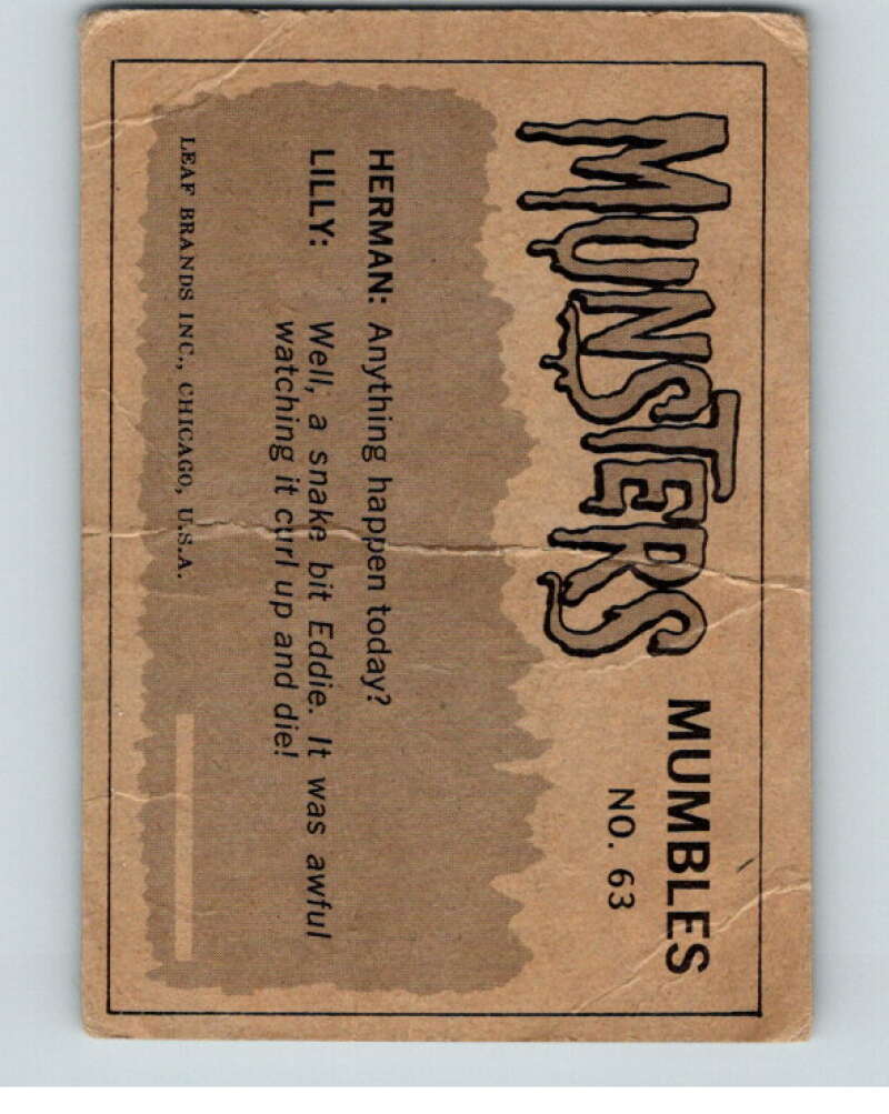1964 Leaf Munsters #63 See, Eddie's all right V69066 Image 2