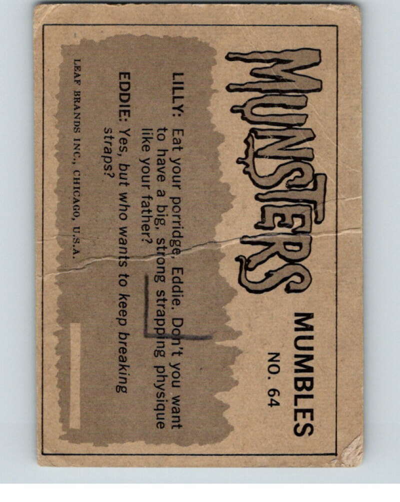 1964 Leaf Munsters #64 I guess the tiger in our tank V69067 Image 2