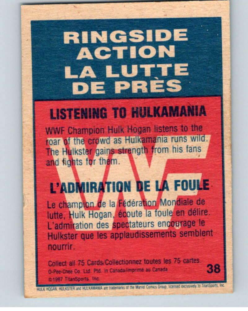 1987 O-Pee-Chee WWF #38 Hulk Hogan V69487 Image 2