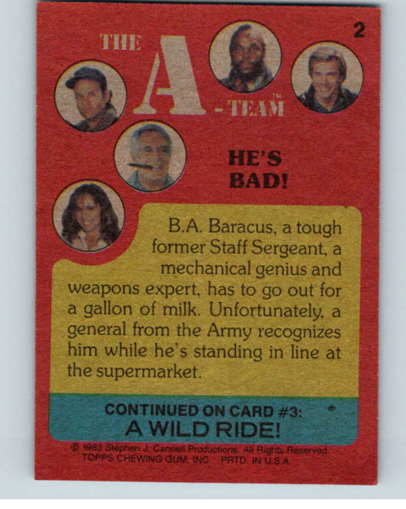 1983 Topps A-Team #2 He's Bad V69755 Image 2