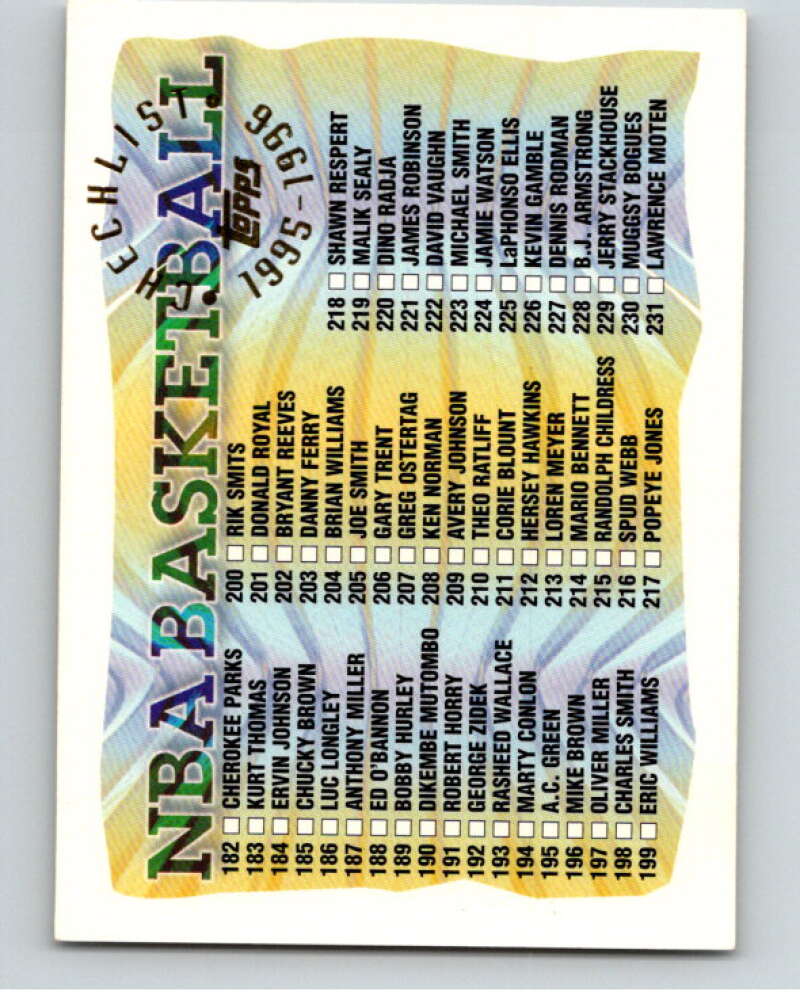 1995-96 Topps NBA #291 Checklist 182-291 V70543 Image 1