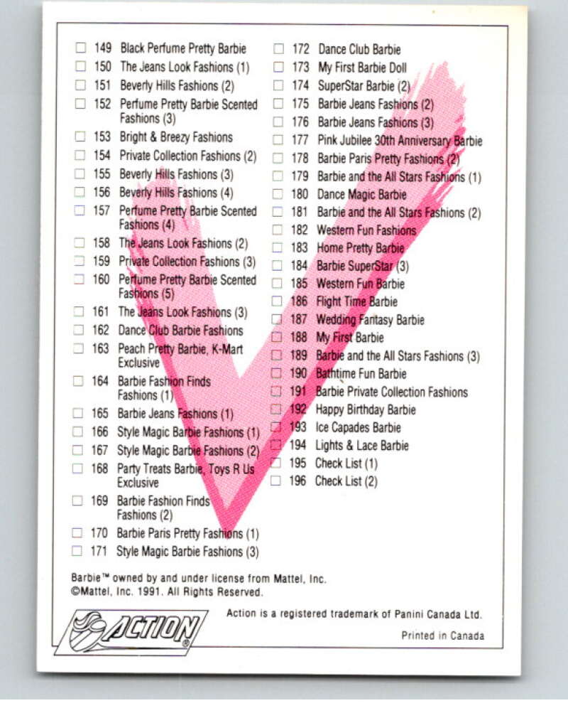1991 Another First for Barbie Checklist V70982 Image 1
