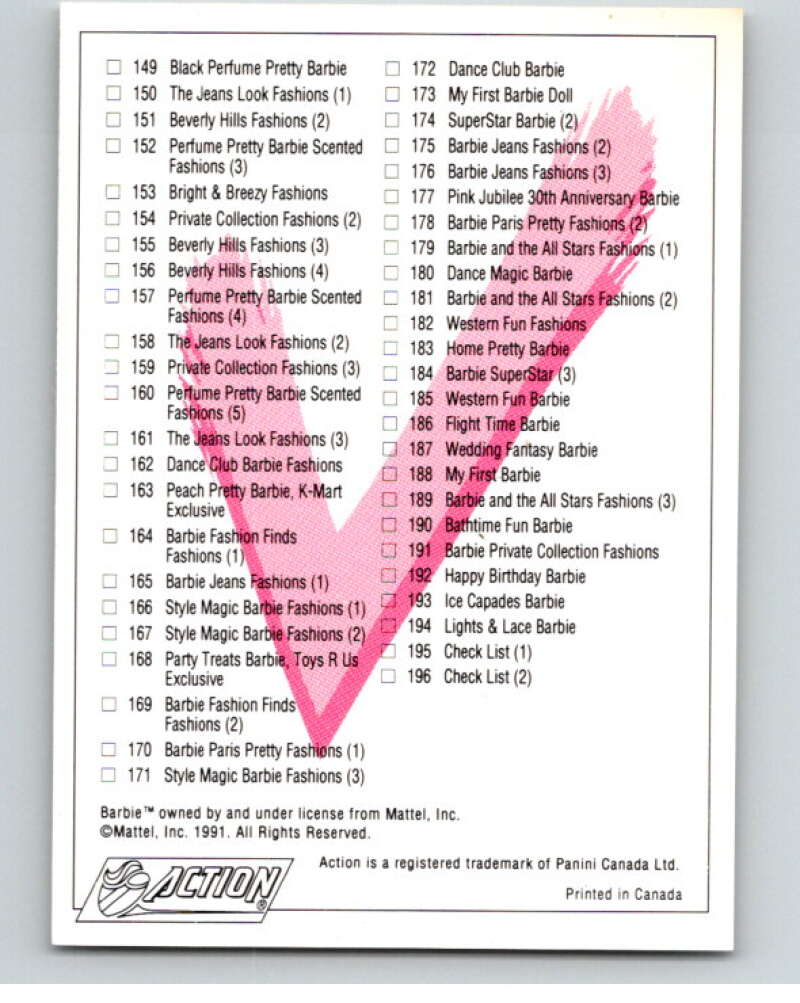 1991 Another First for Barbie Checklist   V70982 Image 1