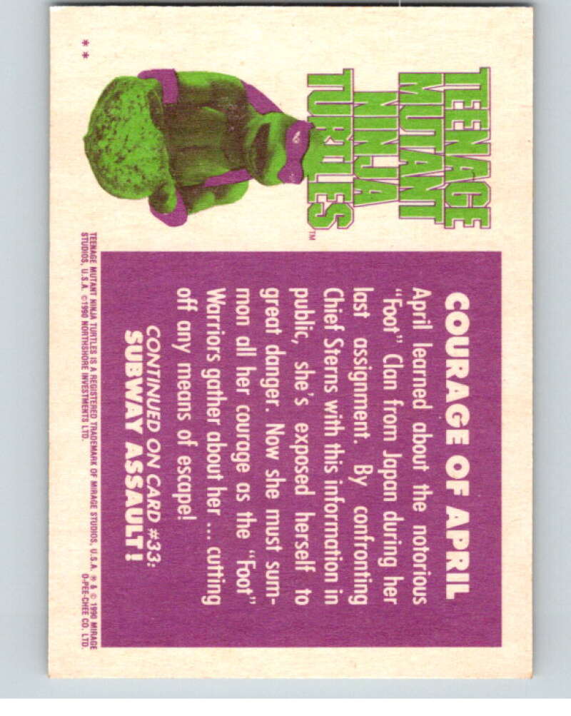 1990 O-Pee-Chee Teenage Mutant Ninja Turtles Movie #32 Card V71057 Image 2