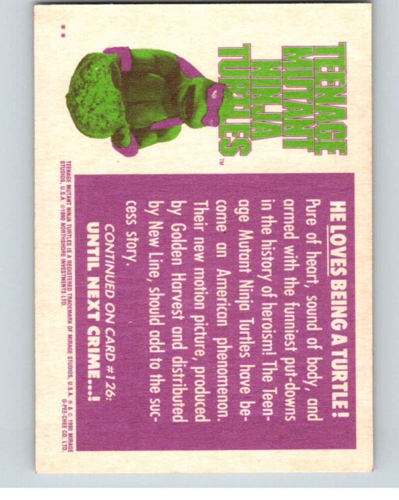 1990 O-Pee-Chee Teenage Mutant Ninja Turtles Movie #125 Card V71310 Image 2