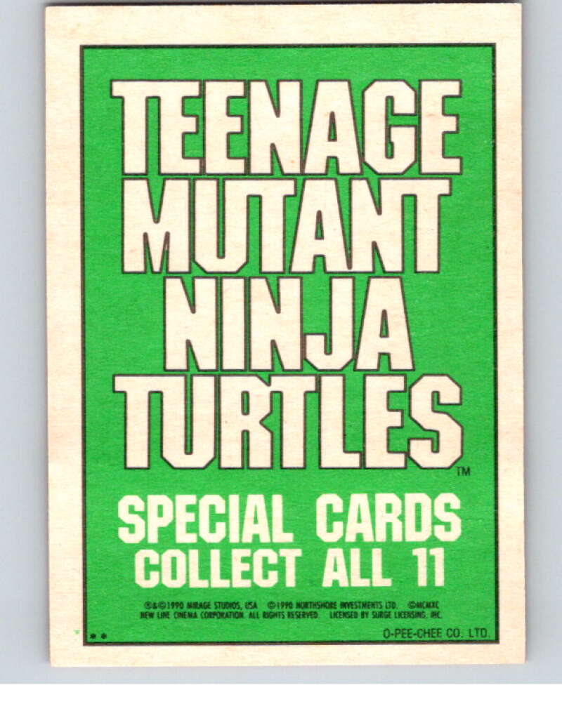 1990 O-Pee-Chee Teenage Mutant Ninja Turtles Movie Special #1 Card V71334 Image 2