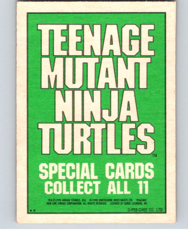 1990 O-Pee-Chee Teenage Mutant Ninja Turtles Movie Special #2 Card V71343 Image 2