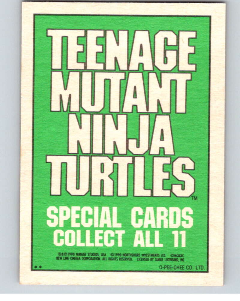 1990 O-Pee-Chee Teenage Mutant Ninja Turtles Movie Special #3 Card V71347 Image 2