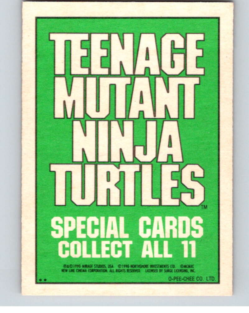 1990 O-Pee-Chee Teenage Mutant Ninja Turtles Movie Special #4 Card V71355 Image 2