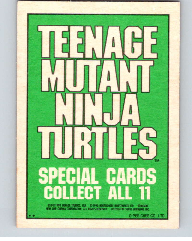 1990 O-Pee-Chee Teenage Mutant Ninja Turtles Movie Special #6 Card V71377 Image 2