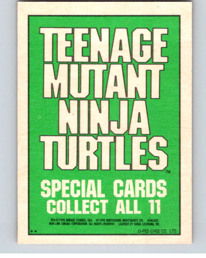 1990 O-Pee-Chee Teenage Mutant Ninja Turtles Movie Special #7 Card V71390 Image 2