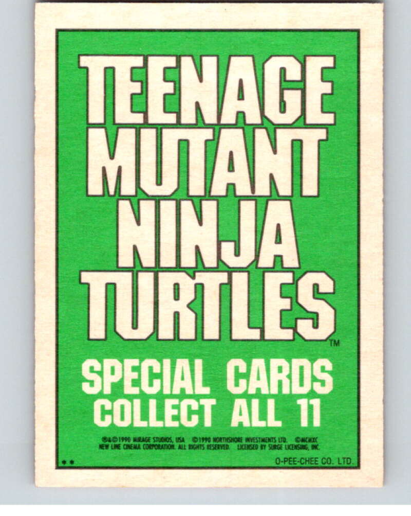1990 O-Pee-Chee Teenage Mutant Ninja Turtles Movie Special #8 Card V71393 Image 2