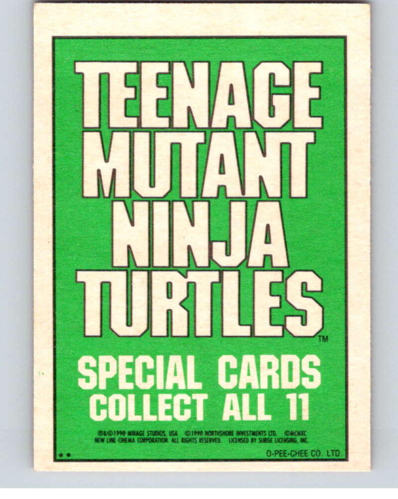 1990 O-Pee-Chee Teenage Mutant Ninja Turtles Movie Special #10 Card V71412 Image 2