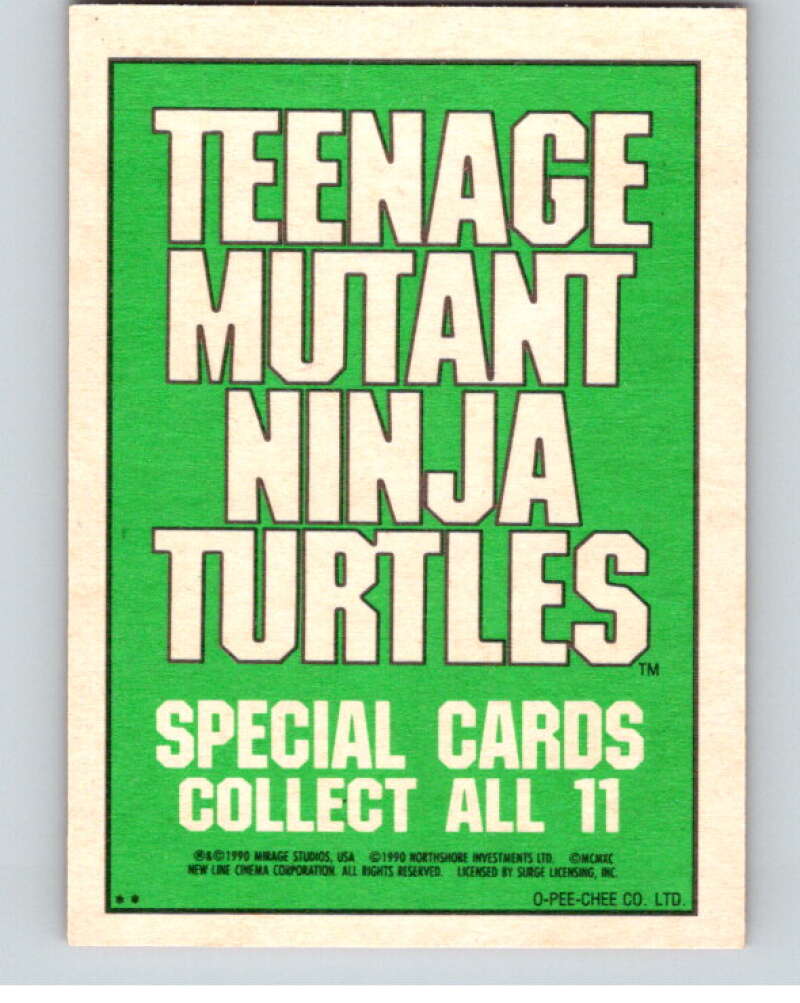 1990 O-Pee-Chee Teenage Mutant Ninja Turtles Movie Special #11 Card V71414 Image 2