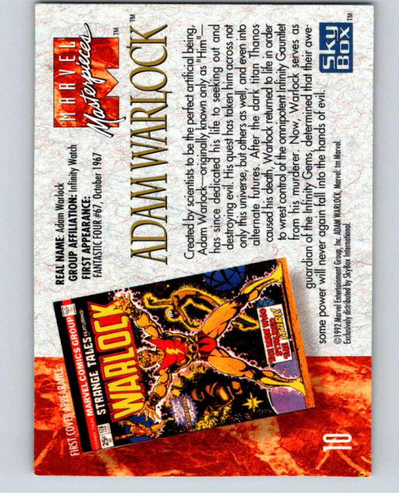 1992 Skybox Marvel Masterpieces #10 Adam Warlock V71698 Image 2