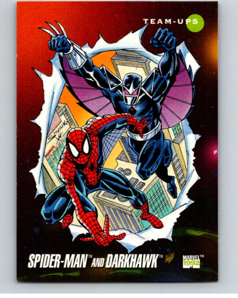 1992 Impel Marvel Universe #81 Spider-Man and Darkhawk V71889 Image 1