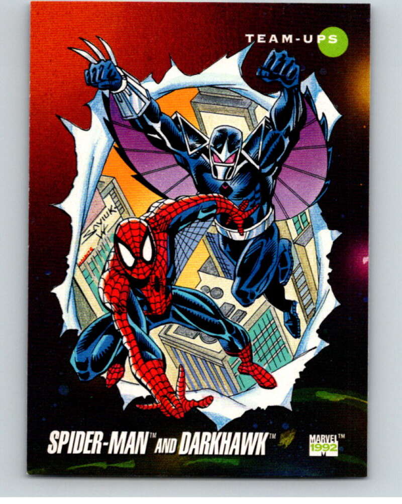 1992 Impel Marvel Universe #81 Spider-Man and Darkhawk V71890 Image 1