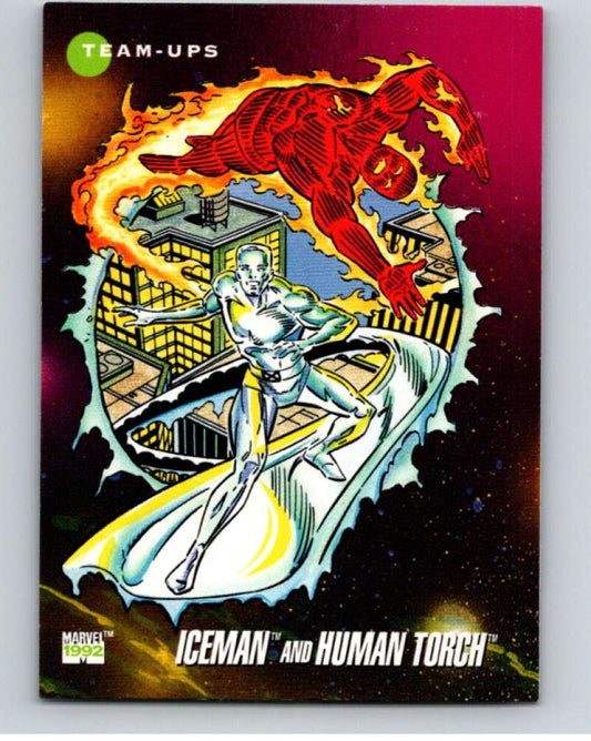 1992 Impel Marvel Universe #82 Iceman and Human Torch   V71896 Image 1