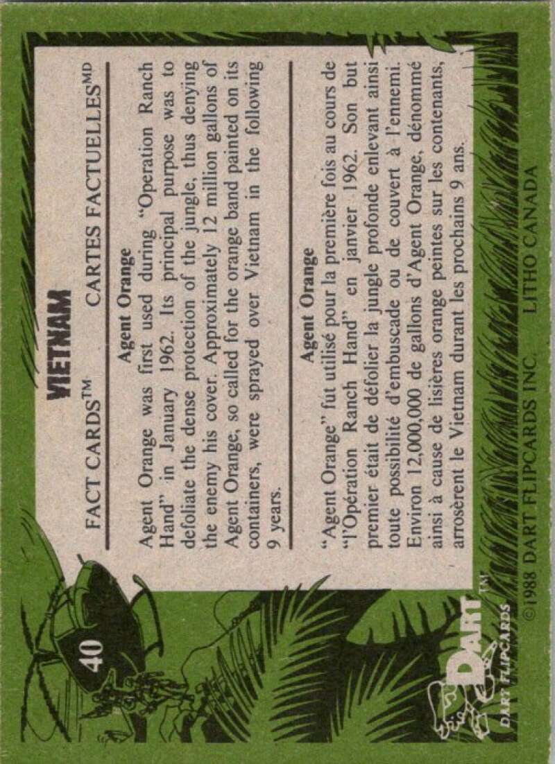1988 Dart Flipcards Vietnam Facts Series I #40 Vietnam V72213 Image 2