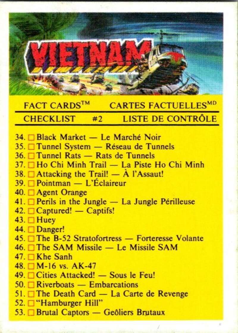 1988 Dart Flipcards Vietnam Facts Series I #66 Vietnam V72282 Image 1
