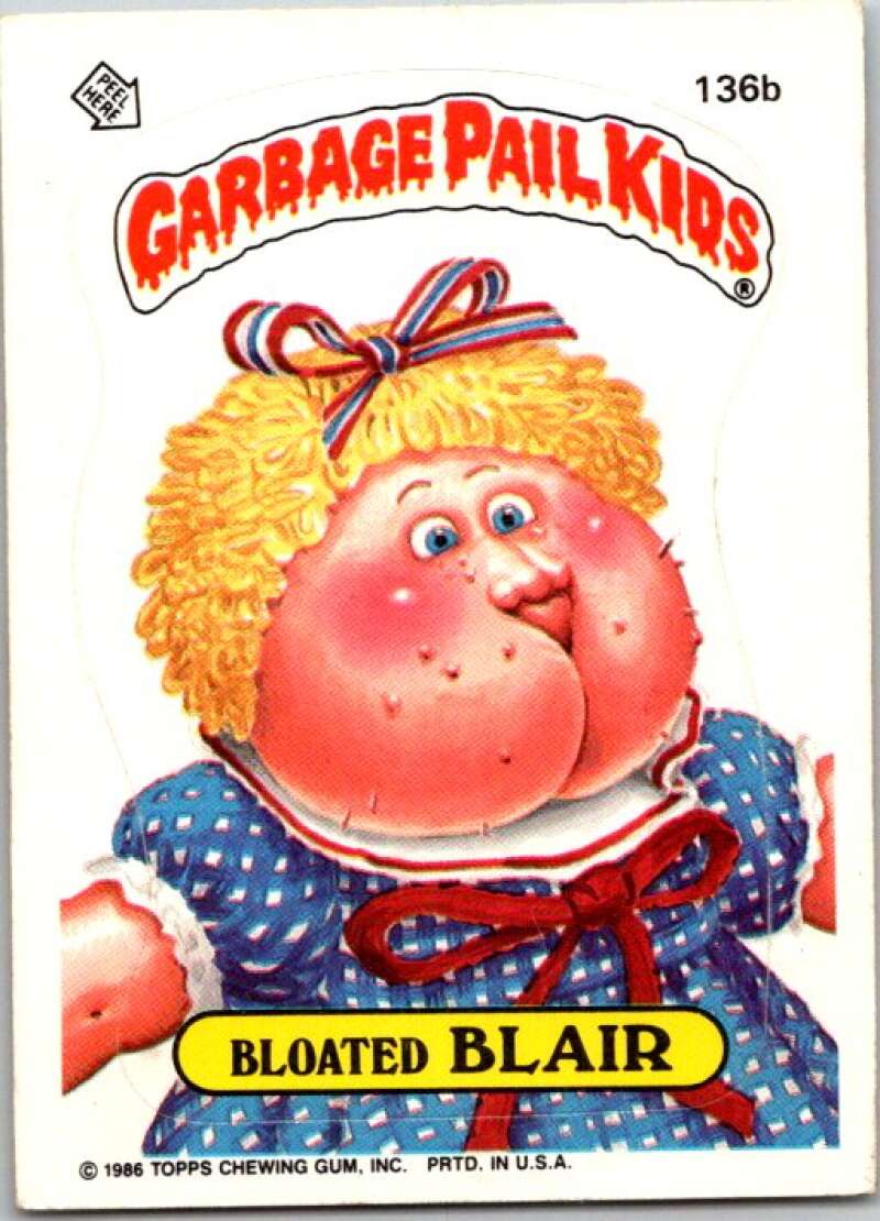 1986 Topps Garbage Pail Kids Series 4 #136B Bloated Blair V72906 Image 1