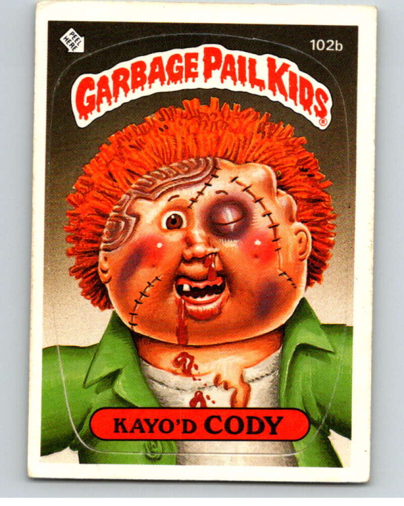 1986 Topps Garbage Pail Kids Series 3 #102b Kayo'd Cody V73002 Image 1